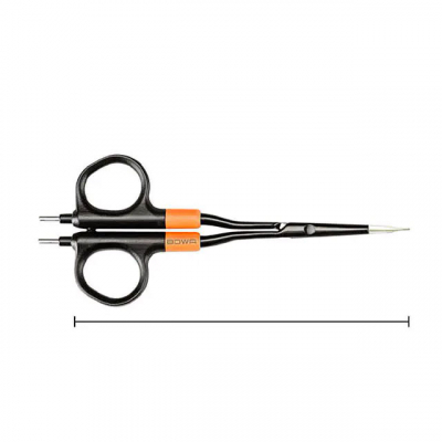 BiZZER, bipolar scissors, 145 mm, curved, needle tip